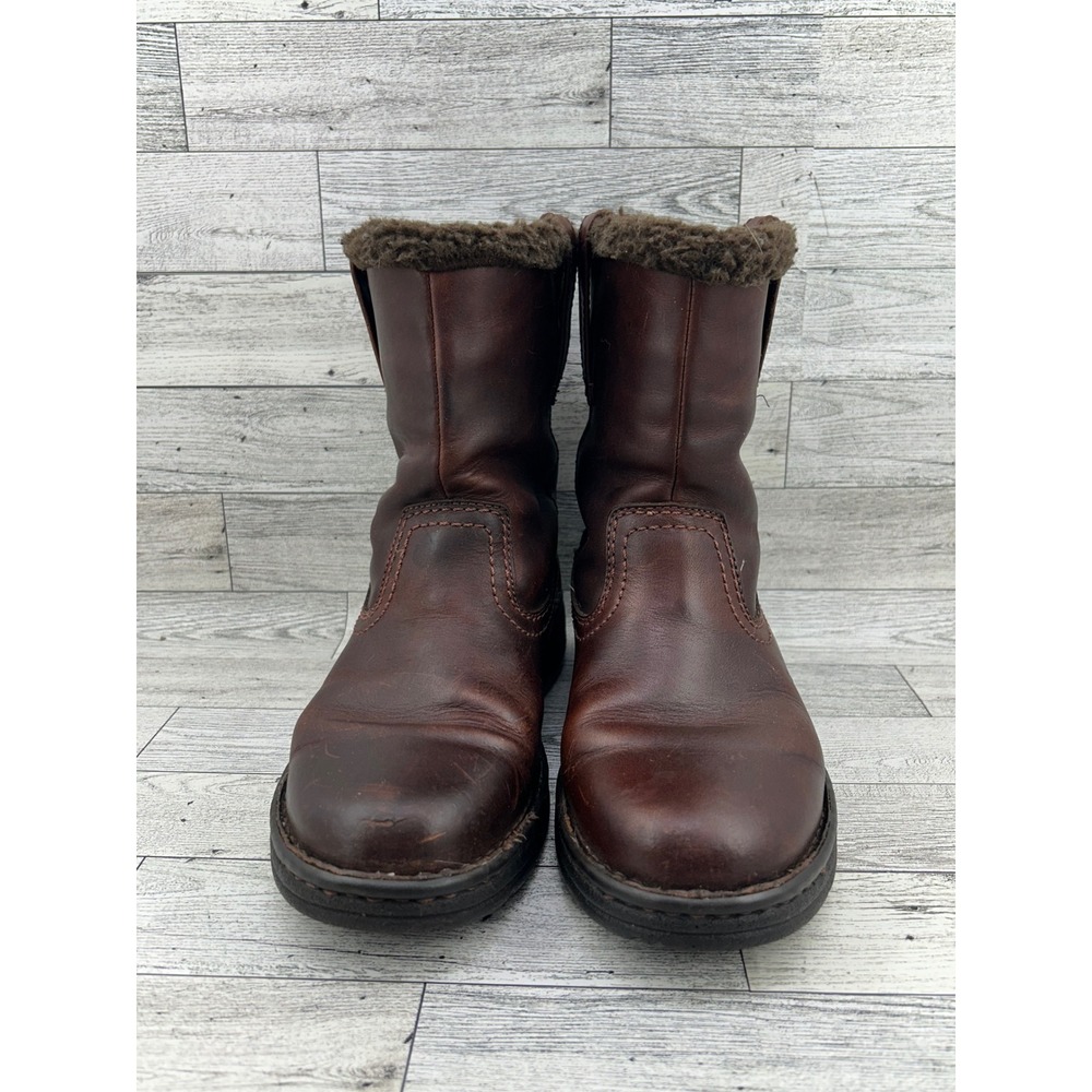 Ariat 20922 Brown Leather Faux Fur Lined Pull On Boots Women 7B 4LR Cushioning - Picture 2 of 13